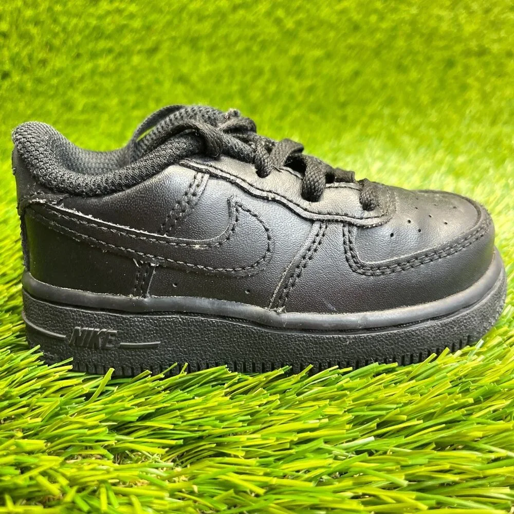 Nike Air Force 1 LE Toddler Size 6C Triple Black Athletic Leather Shoes Sneakers